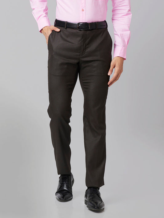 Raymond Brown Structure Slim Fit Polyester Blend Trouser