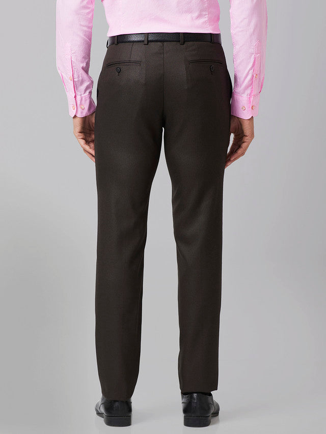 Raymond Brown Structure Slim Fit Polyester Blend Trouser