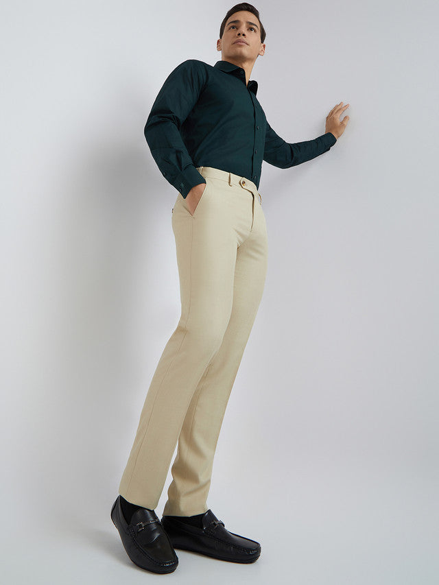 Men Slim Fit Brown Trouser