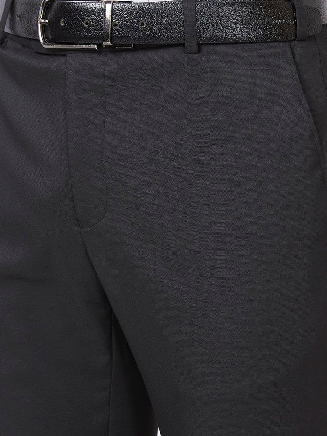 Raymond Black Solid Slim Fit Polyester Blend Trouser