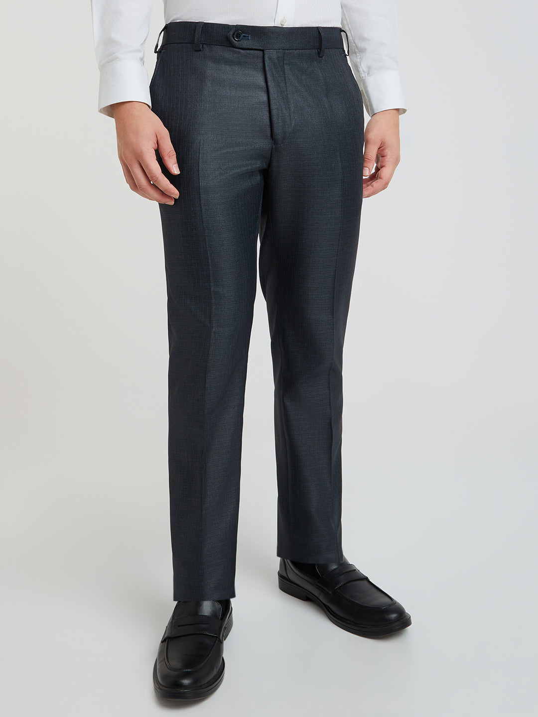 Raymond Men Blue Structure Slim Fit Polyester Trouser