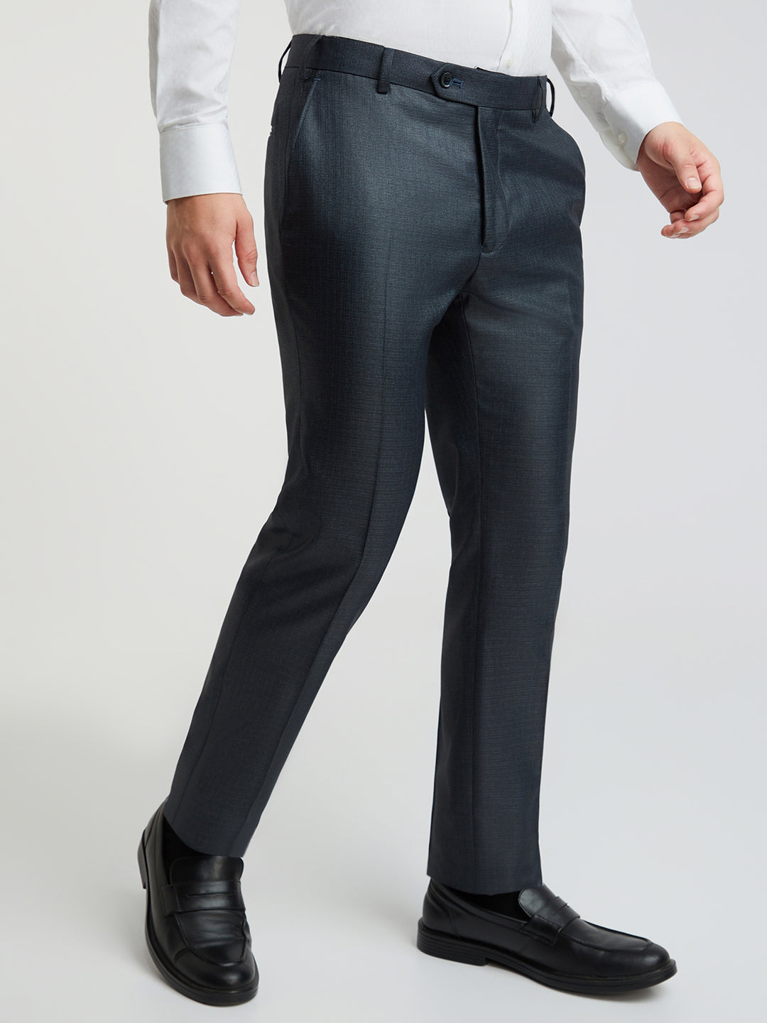 Raymond Men Blue Structure Slim Fit Polyester Trouser