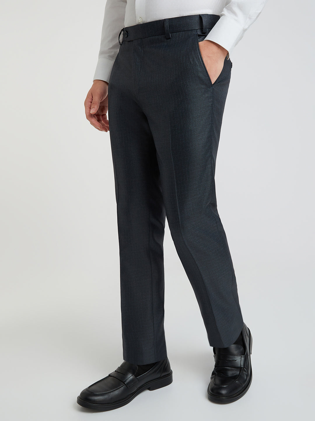 Raymond Men Blue Structure Slim Fit Polyester Trouser