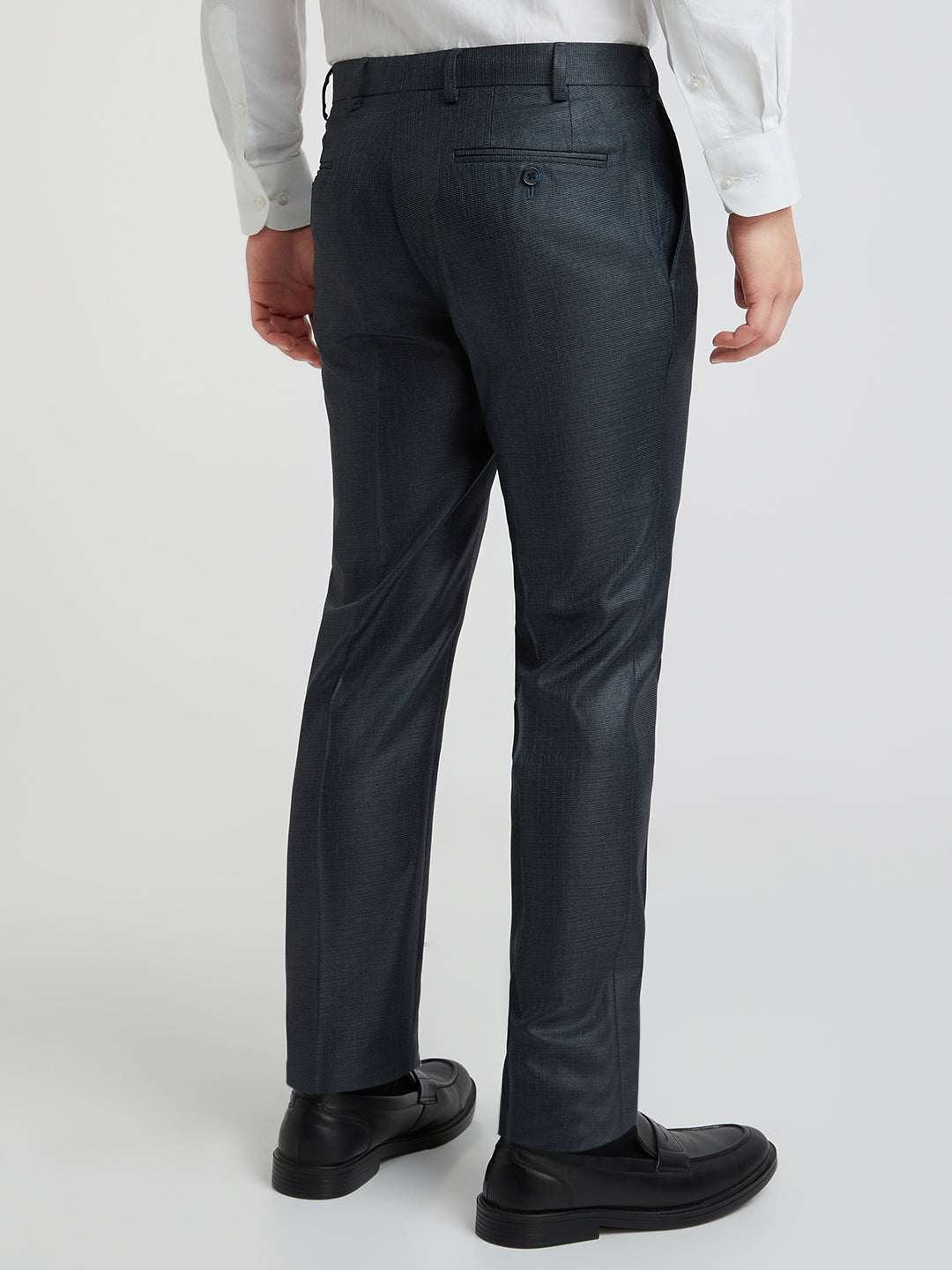 Raymond Men Blue Structure Slim Fit Polyester Trouser