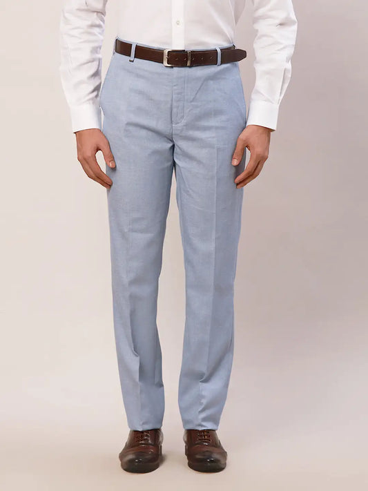 Raymond Men Blue Structure Slim Fit Polyester Blend Trouser