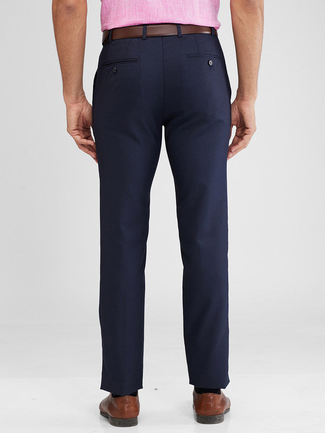 Raymond Blue Structure Slim Fit Polyester Blend Trouser