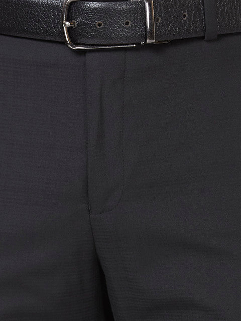 Raymond Men Black Solid Slim Fit Polyester Blend Trouser