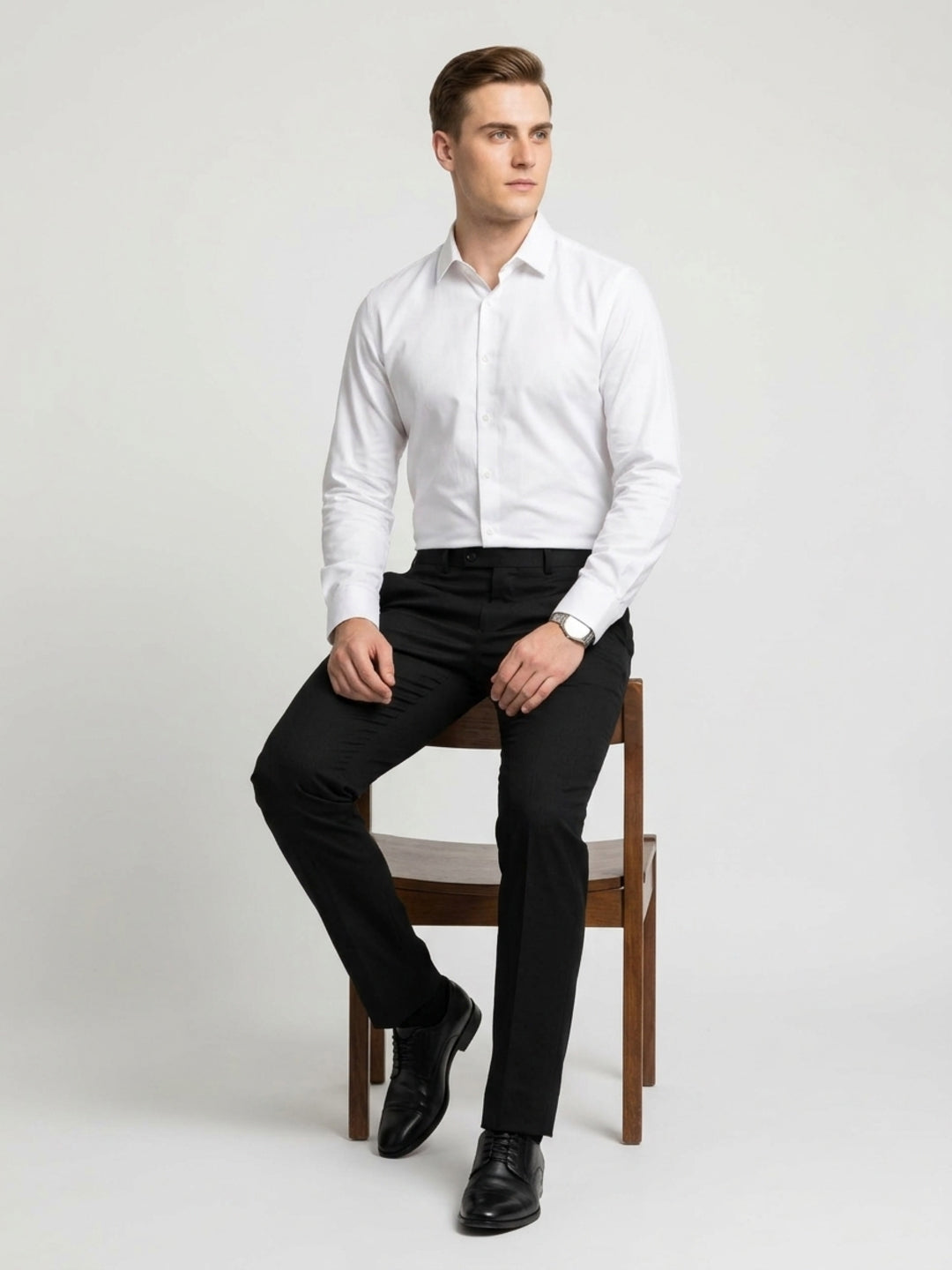 Raymond Men Black Slim Fit Structure Trouser