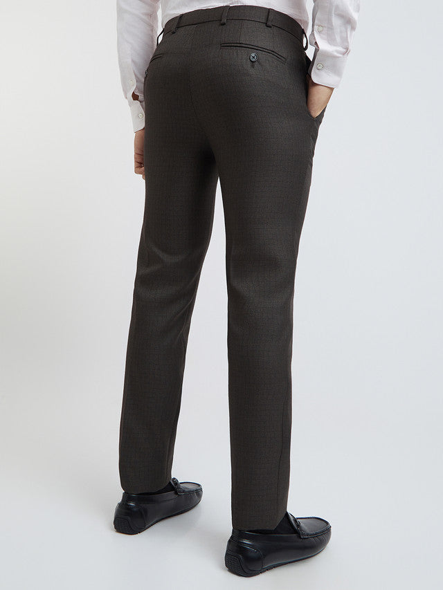 Raymond Men Brown Slim Fit Structure Polyester Trousers