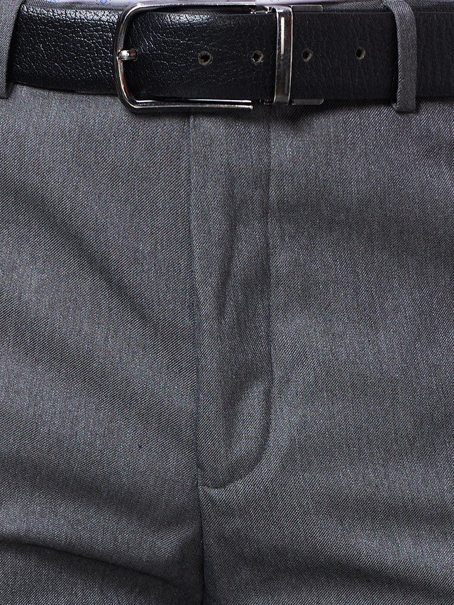 Raymond Grey Solid Slim Fit Polyester Blend Trouser