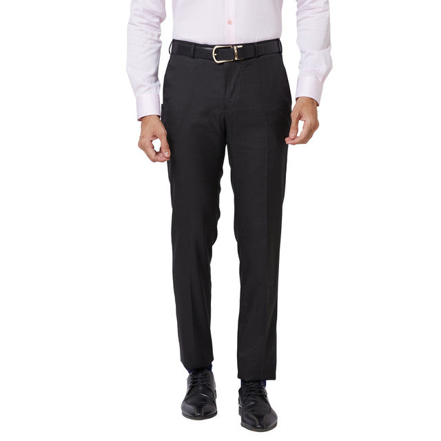 Raymond Black Checks Slim Fit Polyester Blend Trouser