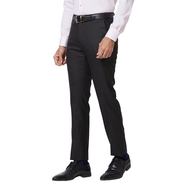 Raymond Black Checks Slim Fit Polyester Blend Trouser