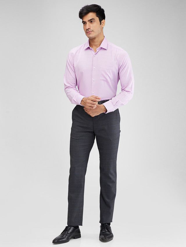 Raymond Grey Checks Slim Fit Polyester Blend Trouser