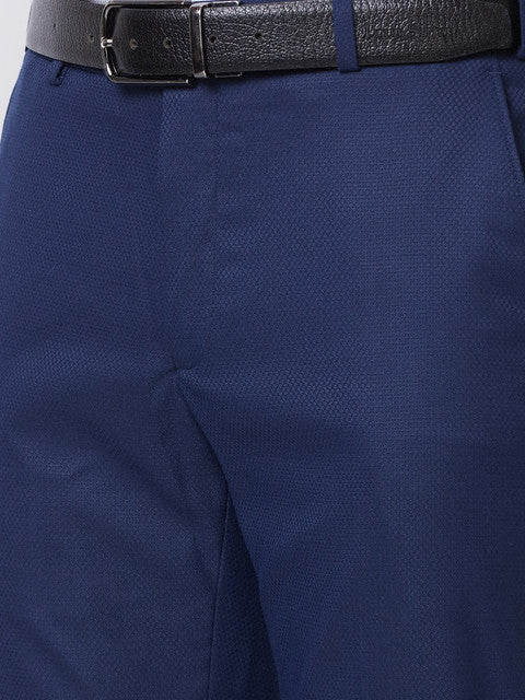 Raymond Men Blue Structure Slim Fit Polyester Blend Trouser