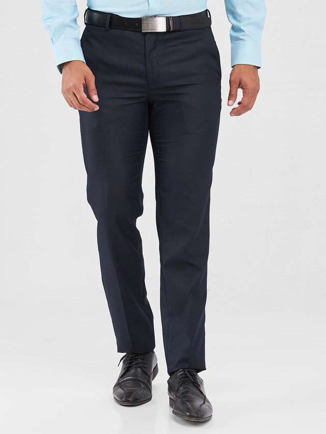 Raymond Blue Structure Slim Fit Polyester Blend Trouser