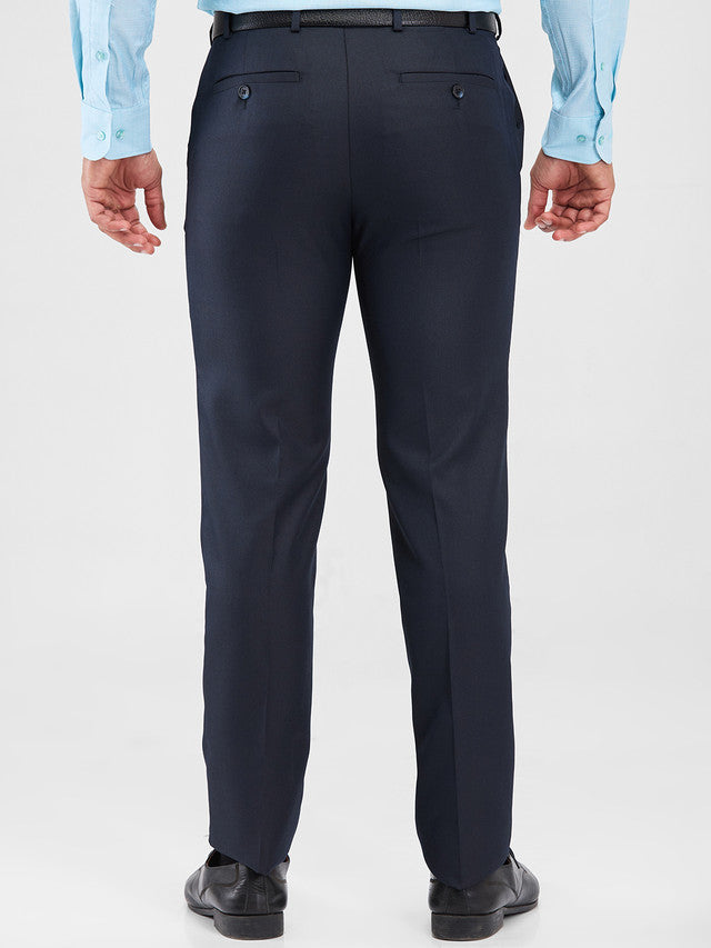 Raymond Blue Structure Slim Fit Polyester Blend Trouser