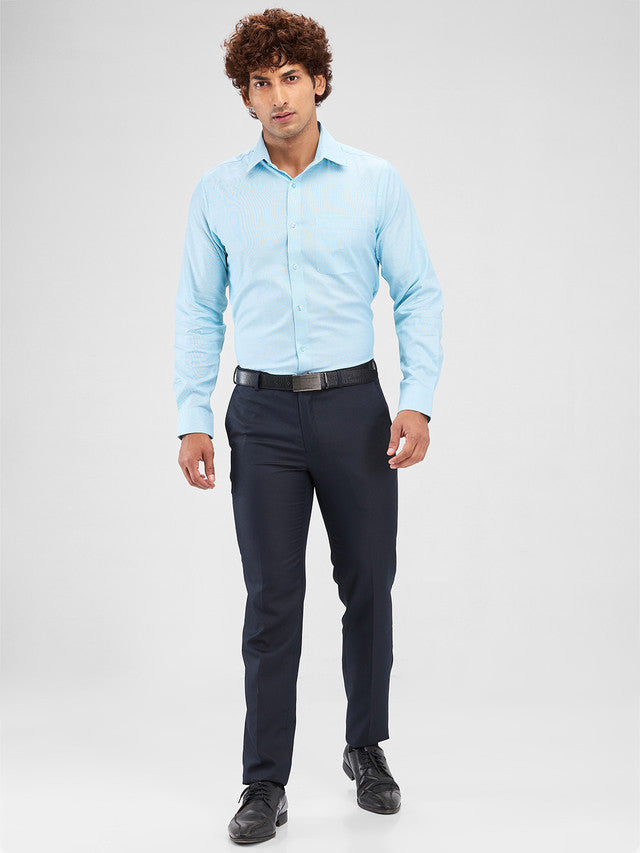 Raymond Blue Structure Slim Fit Polyester Blend Trouser