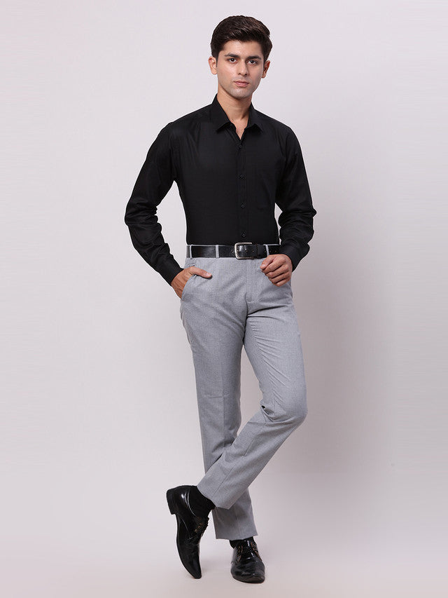 Raymond Grey Solid Slim Fit Polyester Blend Trouser – MyRaymond
