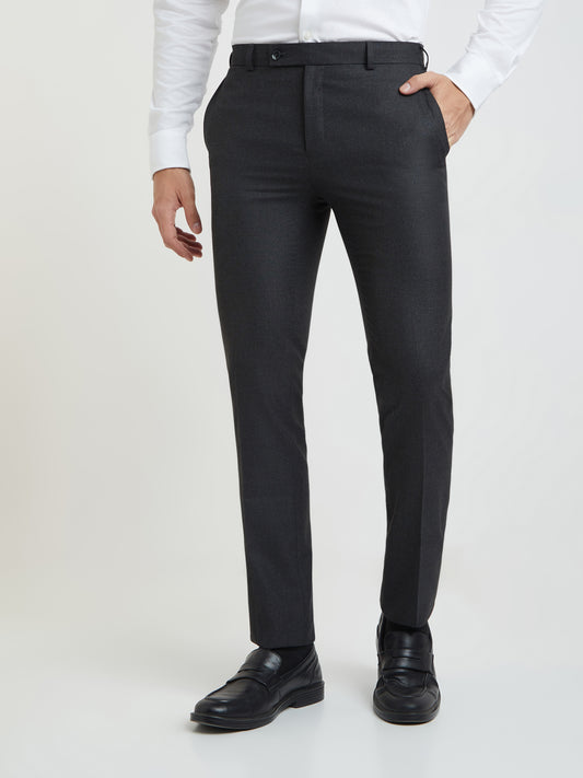 Raymond Men Grey Structure Slim Fit Polyester Blend Trouser