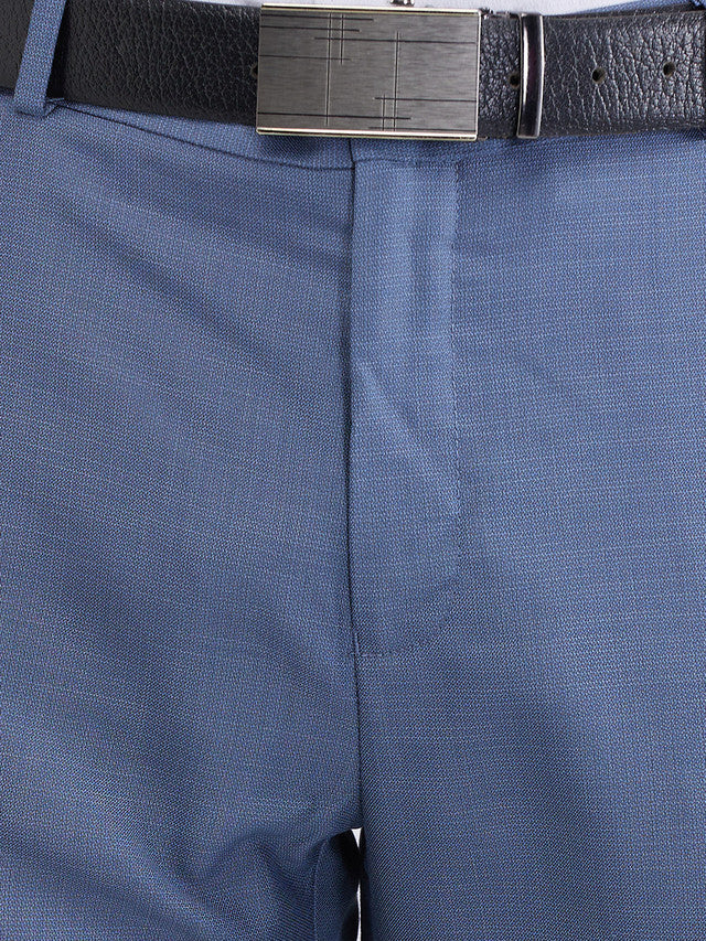 Raymond Blue Structure Slim Fit Polyester Blend Trouser