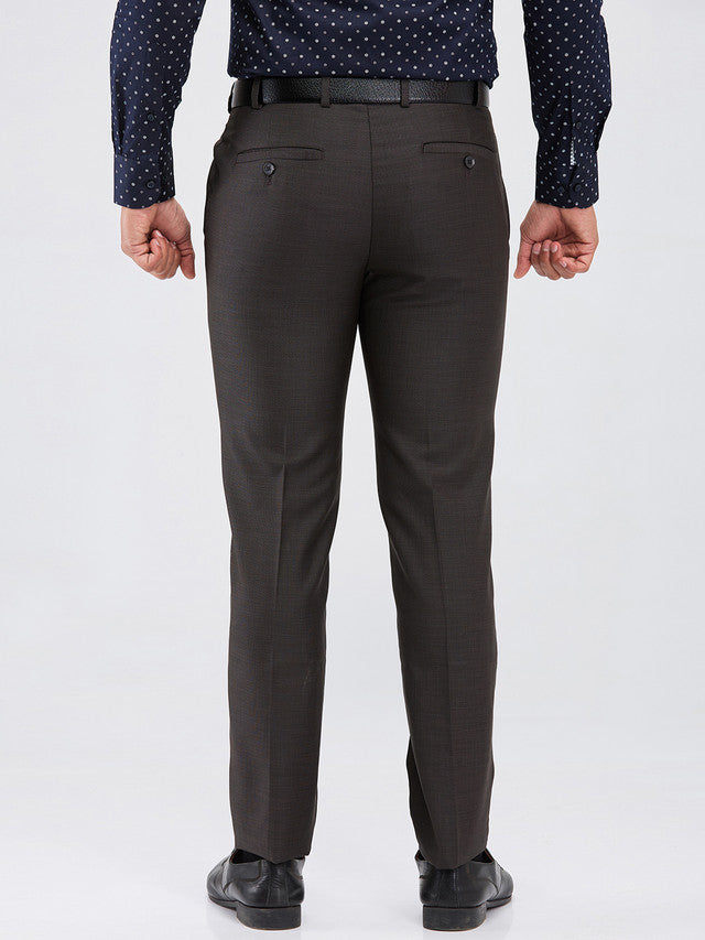 Raymond Brown Structure Slim Fit Polyester Blend Trouser