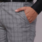 Raymond Grey Checks Slim Fit Polyester Blend Trouser