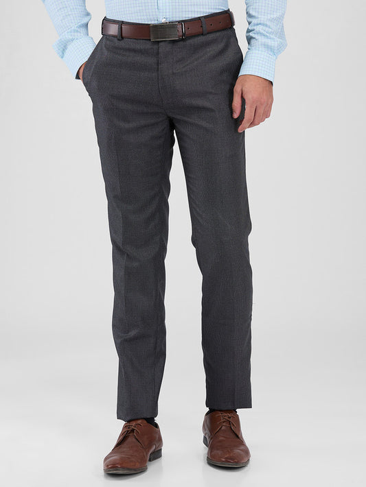 Raymond Grey Structure Slim Fit Polyester Blend Trouser