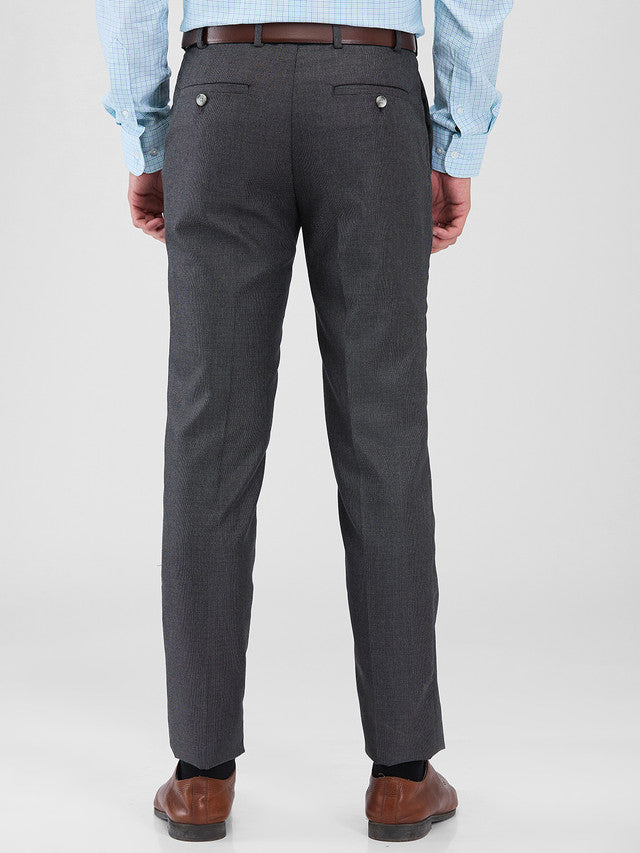 Raymond Grey Structure Slim Fit Polyester Blend Trouser