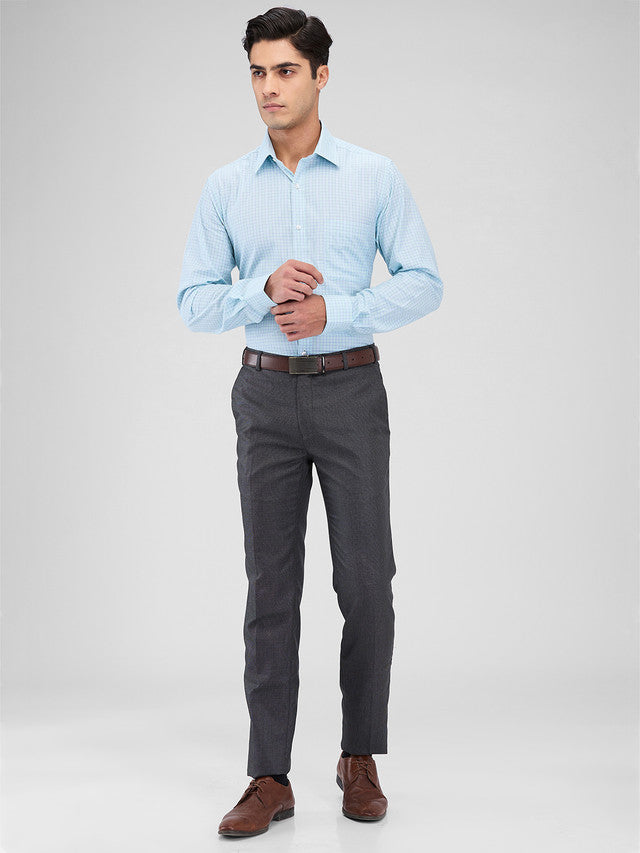 Raymond Grey Structure Slim Fit Polyester Blend Trouser