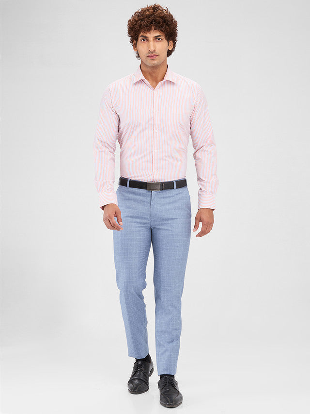 Raymond Blue Checks Slim Fit Polyester Blend Trouser