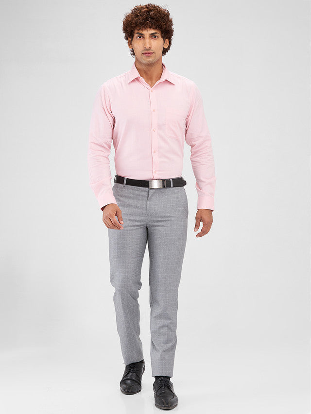 Raymond Grey Checks Slim Fit Polyester Blend Trouser