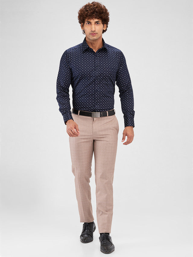 Raymond Brown Checks Slim Fit Polyester Blend Trouser