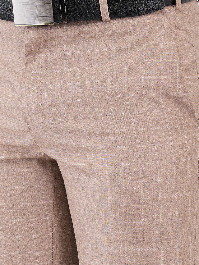 Raymond Brown Checks Slim Fit Polyester Blend Trouser