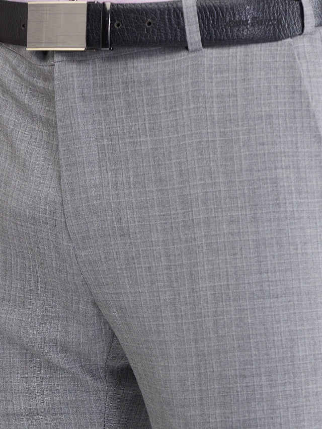 Raymond Grey Checks Slim Fit Polyester Blend Trouser