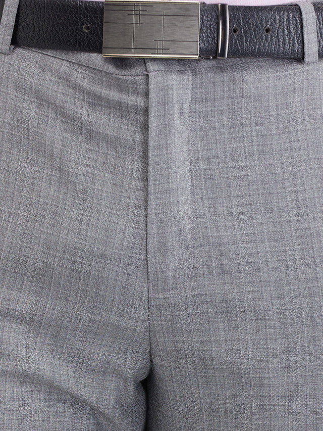 Raymond Grey Checks Slim Fit Polyester Blend Trouser