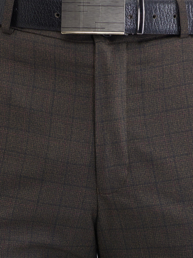 Raymond Brown Checks Slim Fit Polyester Blend Trouser