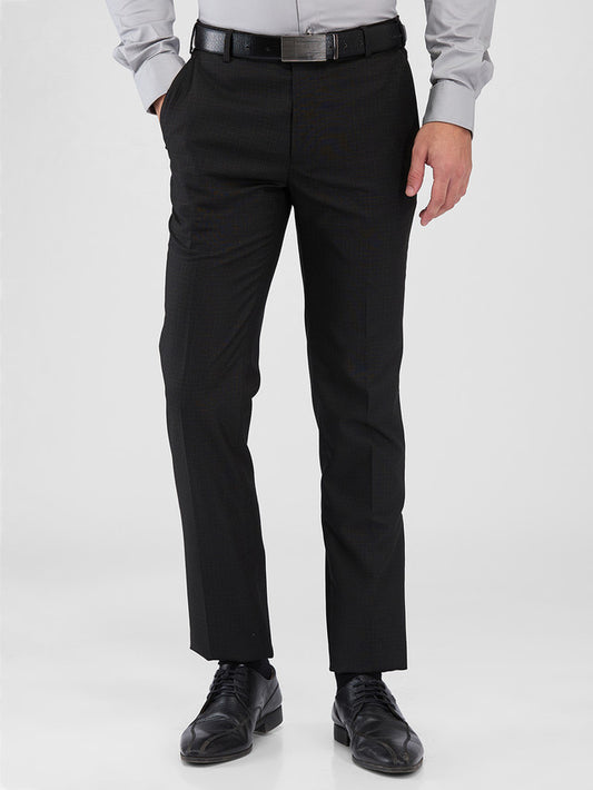 Raymond Brown Checks Slim Fit Polyester Blend Trouser