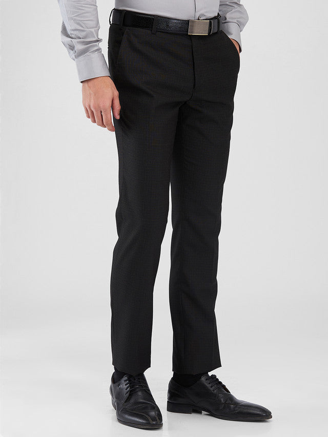 Raymond Brown Checks Slim Fit Polyester Blend Trouser