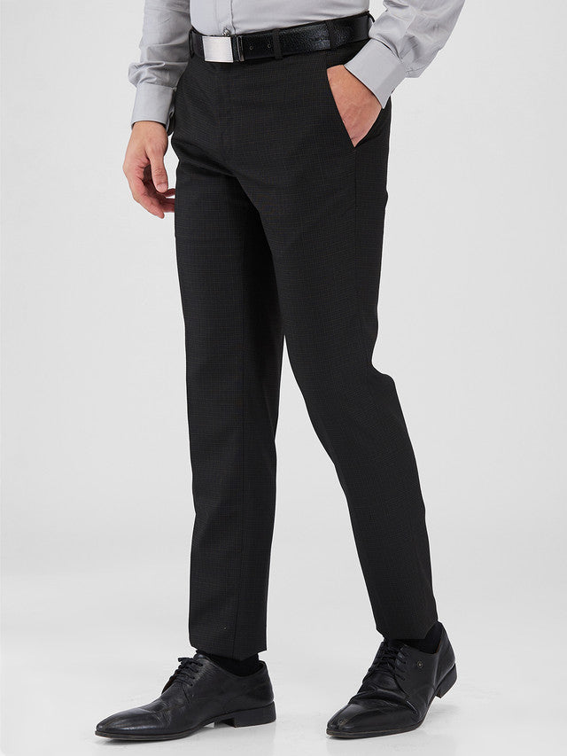 Raymond Brown Checks Slim Fit Polyester Blend Trouser