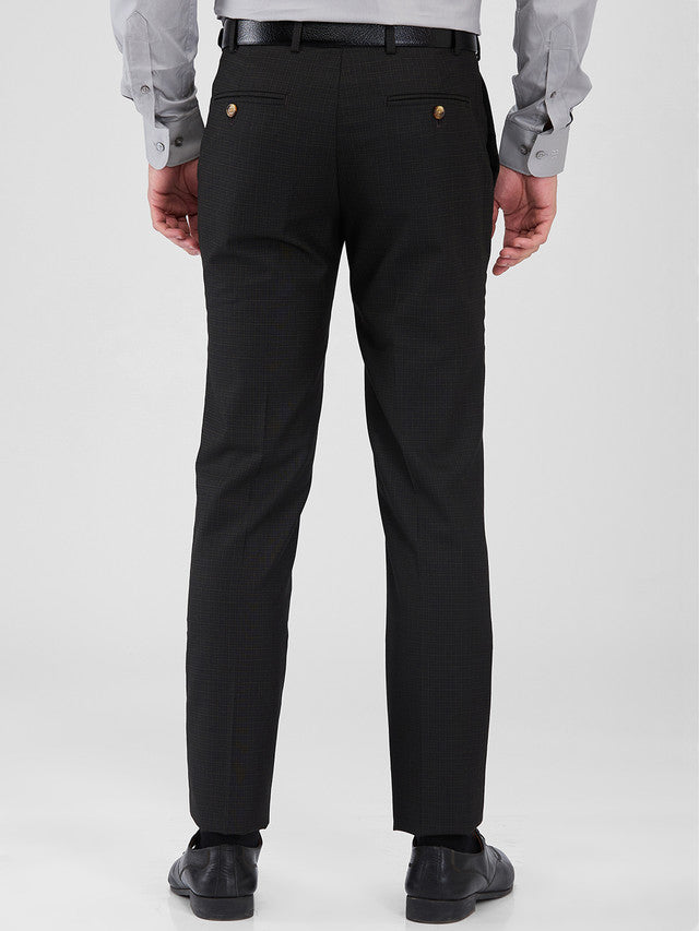 Raymond Brown Checks Slim Fit Polyester Blend Trouser