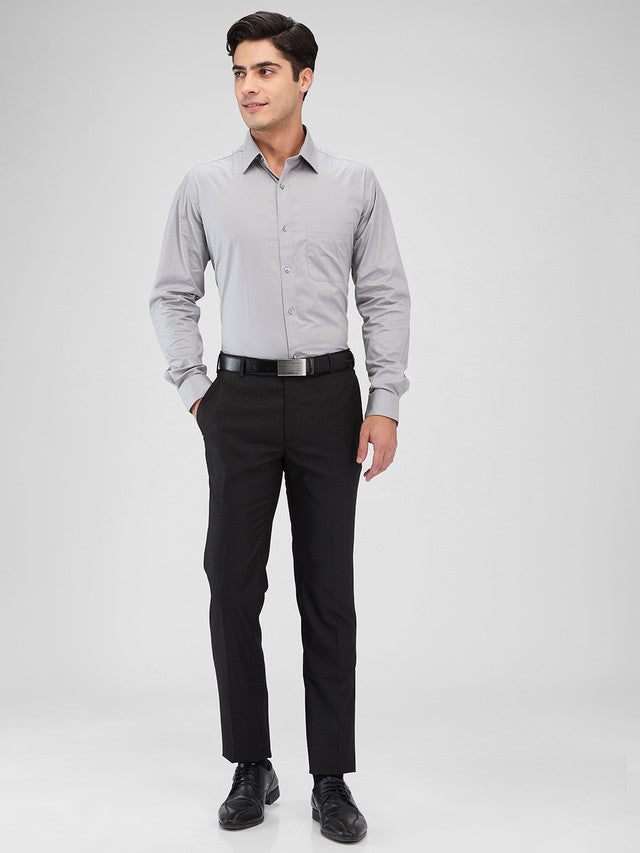 Raymond Brown Checks Slim Fit Polyester Blend Trouser