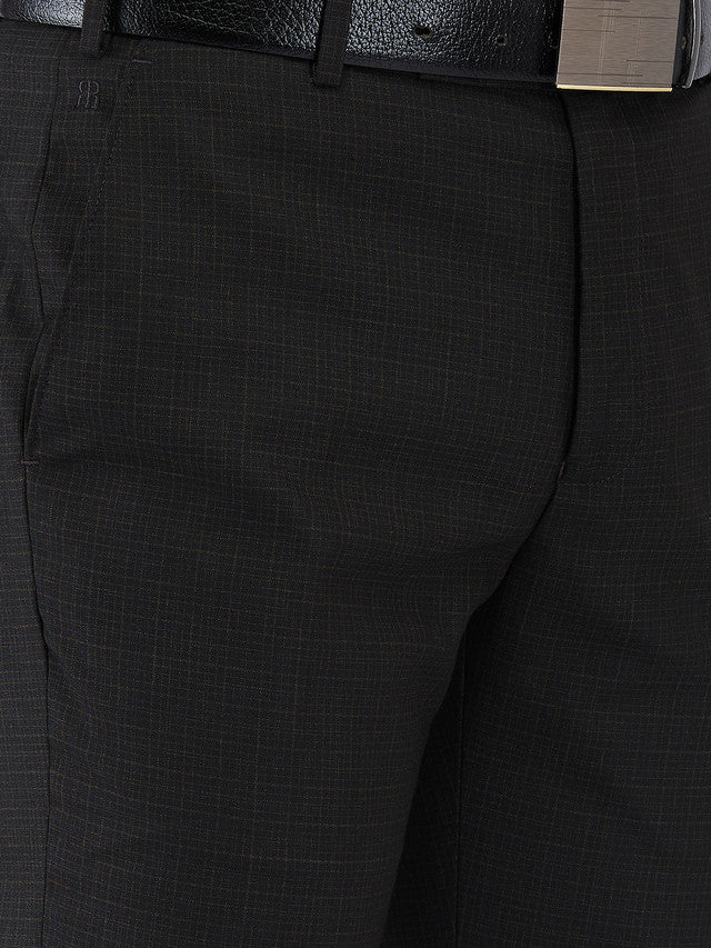 Raymond Brown Checks Slim Fit Polyester Blend Trouser