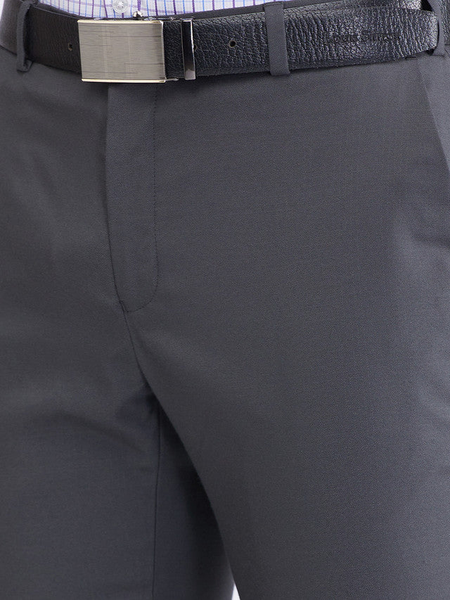 Raymond Grey Solid Slim Fit Polyester Blend Trouser