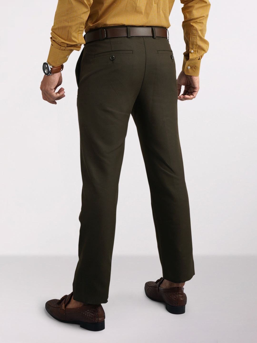 Raymond Green Solid Slim Fit Polyester Blend Trouser