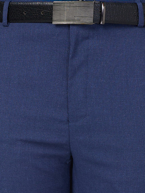 Raymond Men Blue Slim Fit Structured Trouser