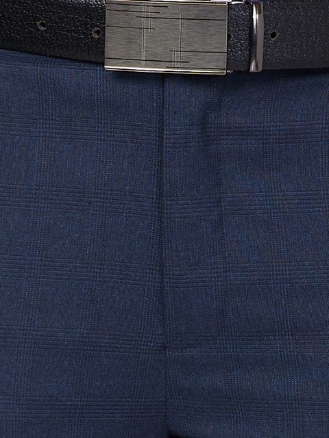 Raymond Men Blue Slim Fit Checks Trouser