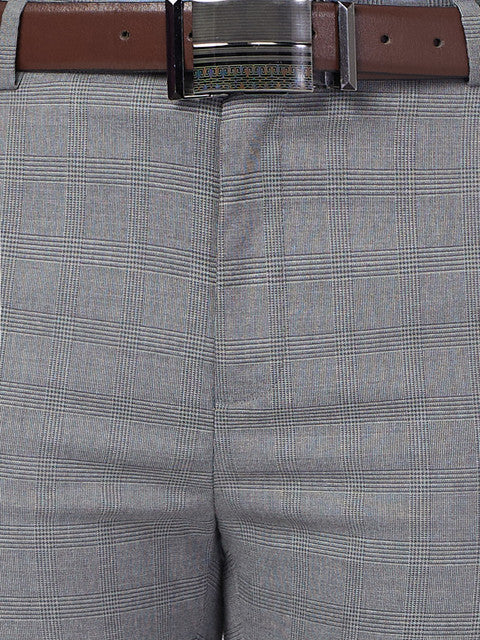 Raymond Men Grey Slim Fit Checks Trouser