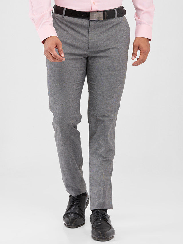 Raymond Grey Structure Slim Fit Polyester Blend Trouser