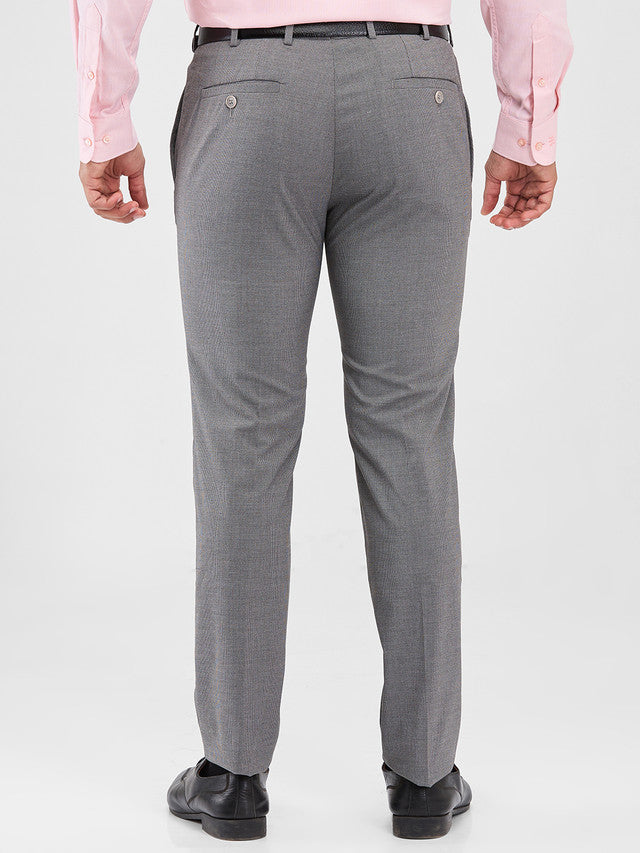 Raymond Grey Structure Slim Fit Polyester Blend Trouser