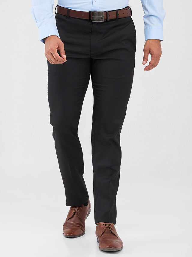 Raymond Black Structure Slim Fit Polyester Blend Trouser